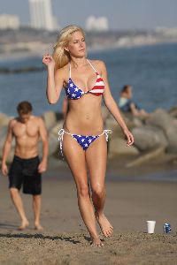 Pictures of Heidi Montag in a USA flag bikini