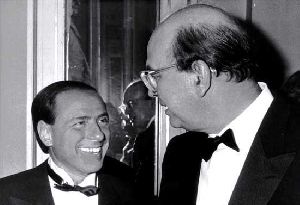 Silvio Berlusconi with Bettino Craxi, the Prime Minister of Italy at the time