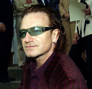 Lead singer of U2 band Bono pictures Presented with Chile