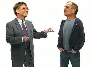 CEO of Apple Inc. Steve Jobs pictures with Bill Gates