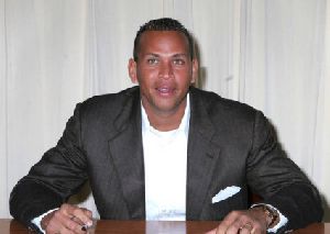 Athlete Baseball player Alex Rodriguez pictures Signs Copies of His New Book Out of The Ballpark