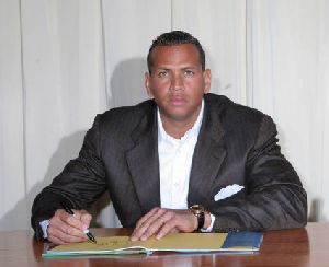 Athlete Baseball player Alex Rodriguez pictures Signs Copies of His New Book Out of The Ballpark