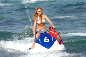 Sexy Ginger Geri Halliwell  (Spice Girls) white bikini pictures