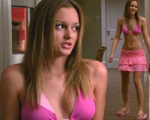 Actress Leighton Meester pink bikini pictures