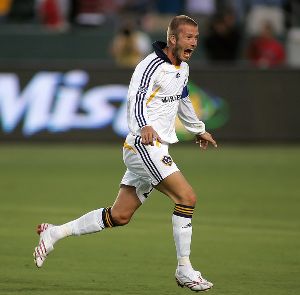 Athlete football player David Beckham pictures in the field