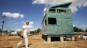 Actor Brad Pitt pictures toured the construction site in New Oeleans