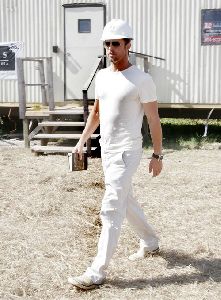 Actor Brad Pitt pictures toured the construction site in New Oeleans