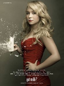 Celebrity Hayden Panettiere red dress pictures in her first Got Milk ad facial