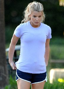 Jessica Simpson pictures doing some sports wearing a sexy short shorts