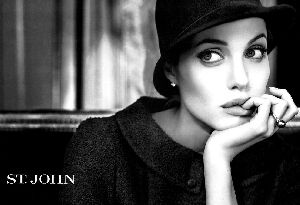 Sexy black and white Angelina Jolie ad pictures for St. Johns