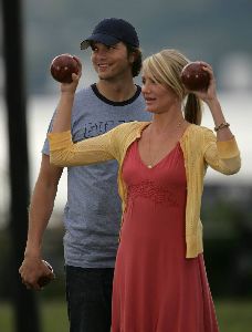 Cameron Diaz and Ashton Kutcher on set of the movie 