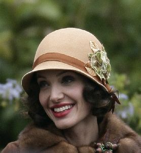 Angelina Jolie pictures on the set of her new movie The Changeling