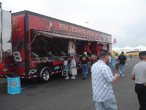 Dale Earnhardt, Jr : A picture of the Dale Earnhardt, Jr. Bud merchandise hauler