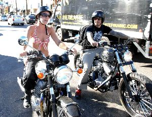 Sexy Pink picture in a bikini top on a motorcycle on November 20th, 2007