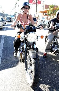 Sexy Pink pics in a bikini top on a motorcycle on November 20th, 2007