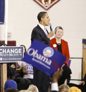 Barack Obama Campaigning At Del Sol High School In Las Vegas