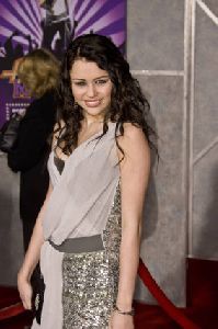 Miley Cyrus at the Disney premiere of Hannah Montana and Miley Cyrus - Best of Both Worlds Concert on January 17th 2008