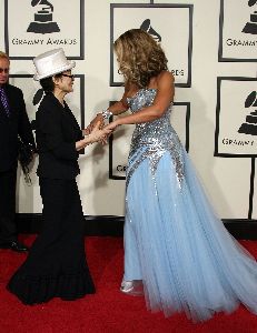 Beyonce Knowles and yoko ono at the 50th Annual Grammy Awards