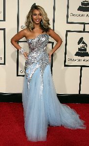 Beyonce Knowles on the red carpet at the 50th Annual Grammy Awards