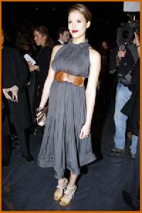 Jessica Alba attends the Lanvin Fall and Winter fashion show in February 2008