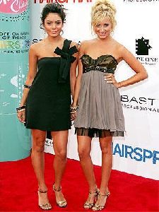 Vanessa Hudgens and ashley tisdale on the red carpet at the Los Angeles premiere of Hairspray held at Mann Village Theatre on July 10th 2007 in Westwood