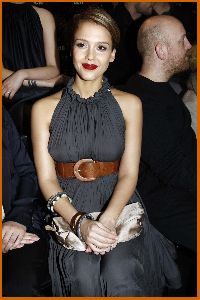 Jessica Alba attends the Lanvin Fall and Winter fashion show in February 2008