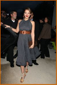 Jessica Alba attends the Lanvin Fall and Winter fashion show in February 2008