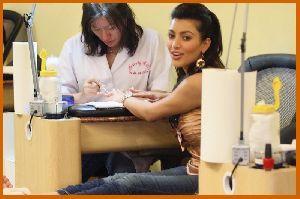 Kim Kardashian Getting A Manicure on March 25th 2008