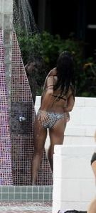 Rihanna on the beach of barbados