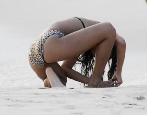 Rihanna on the beach of barbados