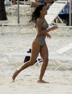 Rihanna on the beach of barbados in January 2007