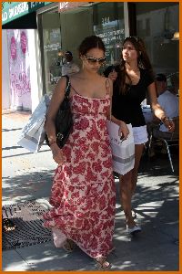 Jessica Alba spotted wearing a summer pink and white floral dress while Jessica Shopping in Beverly Hills on April 12th 2008