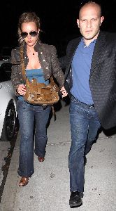 Britney Spears photo wearing a halter top and a leather jacket out in Culver City on April 17th, 2008