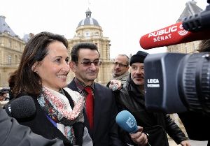 Segolene Royal : with senator Gerard Miquel talking to jouranlists