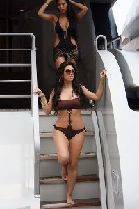 Kim Kardashian brown bikini On A Yacht In Monaco on June 13th 2008