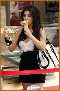 Kim Kardashian eating icecream while Walking The Streets Of Monaco on June 12th 2008