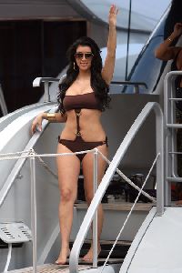 Kim Kardashian brown bikini On A Yacht In Monaco on June 13th 2008