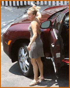 Hayden Panettiere wearing a gray petit dress