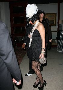 Kim Kardashian : kim pictures just arriving wearing a costume at the Pur Jeans Halloween Bash