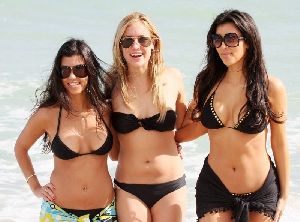 Kim and Kourtney Kardashian with Kristin Cavallari Photos at the Miami Beach