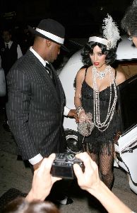 Kim Kardashian : kim arriving wearing a costume at the Pur Jeans Halloween Bash