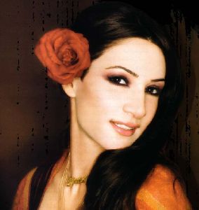 Diana Haddad : poster with a rose in her hair - old hair style