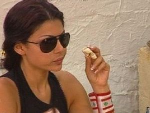 Haifa Wehbe : having her breakfast on the ranch of el wadi the LBC TV channel reality show