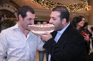 Adel Karam : Adel and Tareq karam eating the abu riad sandwitch