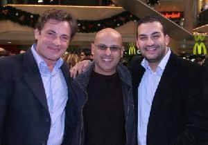 Adel Karam : Walid Alayli with Abbas Chahine and Tareck Karam at the premiere of Abu Riad film