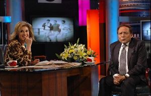 Adel Emam : Adel Emam with Hala Sarhan at a TV interview on Rotana Channel