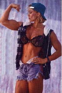 Cory Everson : cory everson in a casual outfit wearing a denim cap