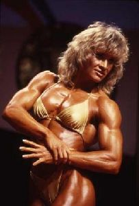 Cory Everson : in one of the contests as a bodybuilder champion