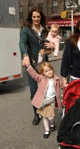 Brooke Shields : Brooke Shields with her kids Grier Hammond and Rowan Francis in New York City