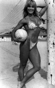 Cory Everson : Cory Everson on the beach with a volleyball